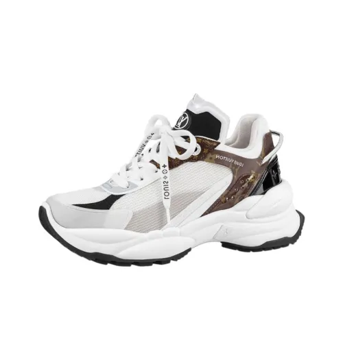 LOUIS VUITTON Run 55 Устойчивый к истиранию Низкий Топ Повседневная обувь Женская Белый Коричневый