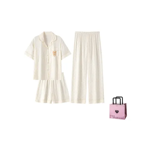 NATTY Стиль имиджа Наборы одежды [Сумка для покупок с сердцем] Женские Пижамные комплекты
