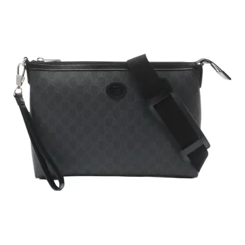 GUCCI GG Supreme Покрытый холст Сумка через плечо Сумка на плечо Мужская Черная