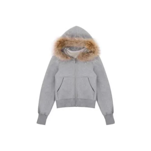 MIMOSA CHUR Серый [Съемный меховой воротник] Женские свитшоты