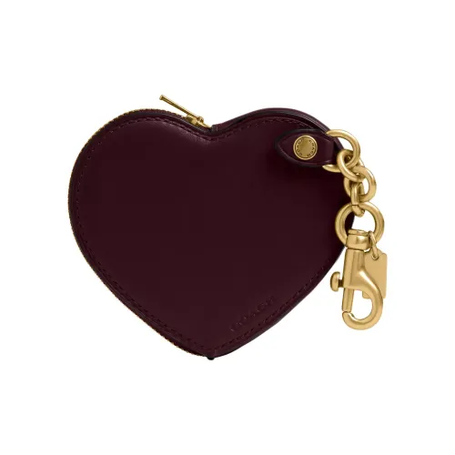 COACH Сердце Кожа Монета Кошелек Женские Plum Red
