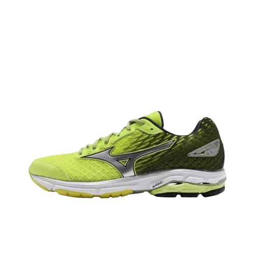 Mizuno Wave Rider 19 Устойчивые к истиранию Низкие Кроссовки для бега Мужские Желто-зеленые