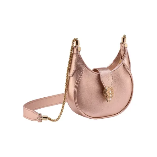 BVLGARI Serpenti Ellipse Телячья кожа Сумка через плечо Мини Женская Розовая