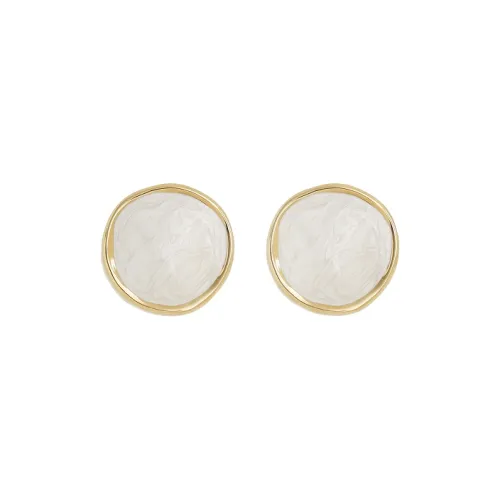 Retro Chic Brass Gold Plated Эмаль Craft Ripple Серьги-кольца Женские