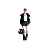 Чёрное пальто + чёрные шорты