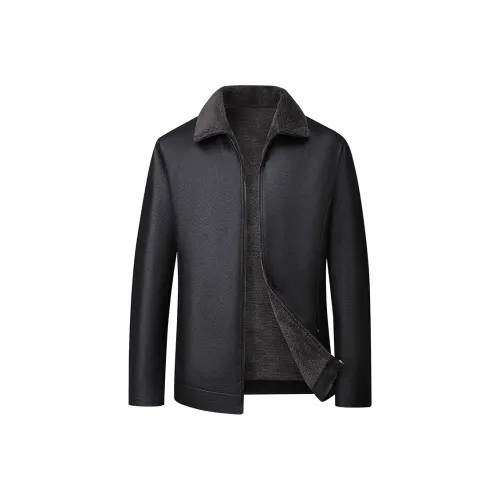 EMINU Черные Мужские Кожаные Куртки