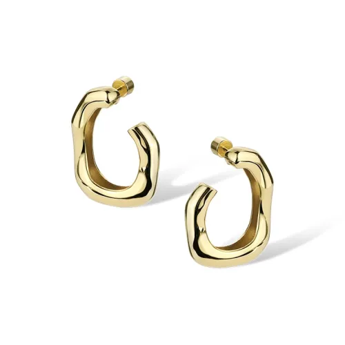 Retro Chic Brass Gold Plated Divine Дерево Серьги-кольца Женские