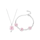 Счастливый браслет с четырехлистным клевером + ожерелье + набор одежды - розовый
