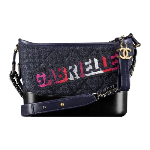 CHANEL Gabrielle Телячья кожа Портативная Сумка через плечо Сумка на плечо Женская Морской синий