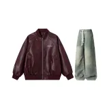 Комплект (Бордовый топ + Желтые грязные штаны)