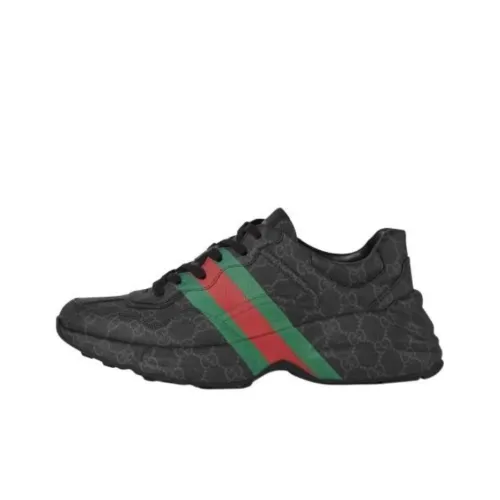 GUCCI Rhyton Low Топ Толстая подошва Кроссовки Мужские Черные