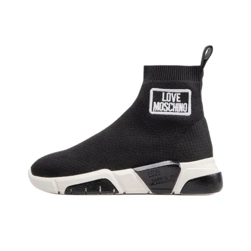 LOVE MOSCHINO Дышащие Высокие Кеды Спортивная Повседневная Обувь Женская Черная