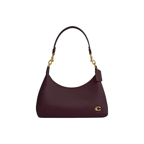 COACH Juliet Дубленая кожа Сумка через плечо Большая Женская Красный Коричневый