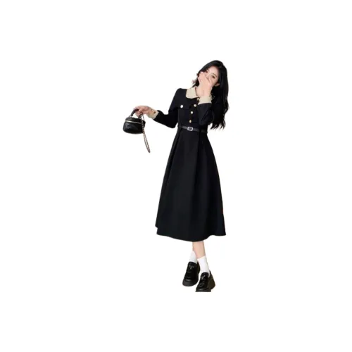 Lan Miao Длинное платье с длинными рукавами женское