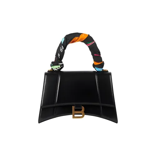 Balenciaga HOURGLASS Корова Кожа Сумка Hourglass Сумка Сумка через плечо Сумка через плечо Маленькая Женская Черная