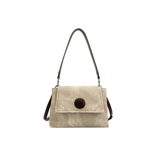 Jacoponnus Сумка через плечо из коровьей кожи среднего размера женская кофейного и серо-зеленого цвета джинсовая ткань