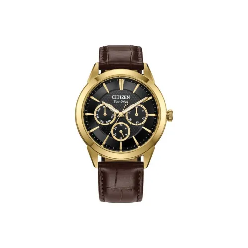 CITIZEN Eco Drive Series Солнечный Кварцевый Механизм Кожаный Ремешок Часы 40 мм Мужские Часы Черный Циферблат