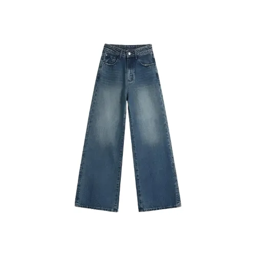 POWXV Темно-дженсовый синий женский джинсы