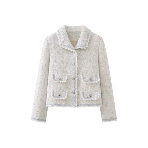 BVODE Синий с Белым Lettering Женское Короткое Пальто