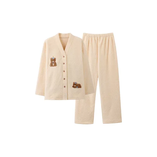 MIIOW Бежевый Желтый Комплект Женские Пижамные Наборы