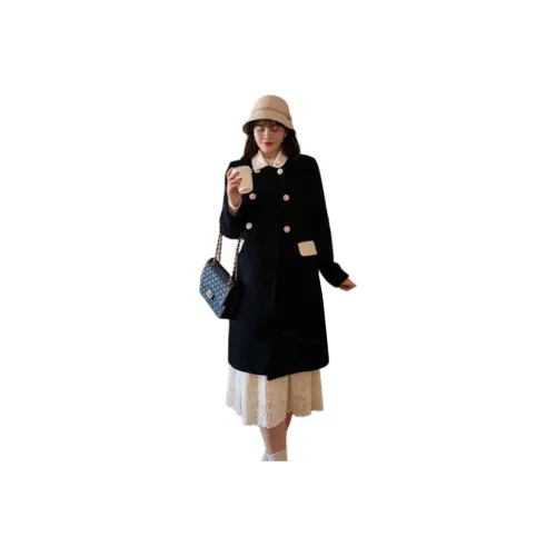 LANGQING Черный Бесплатно Wang Qing Бренд Наклеенный Женские Пальто