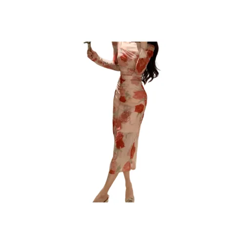 XIANSINIAO Длинное платье с длинными рукавами женское