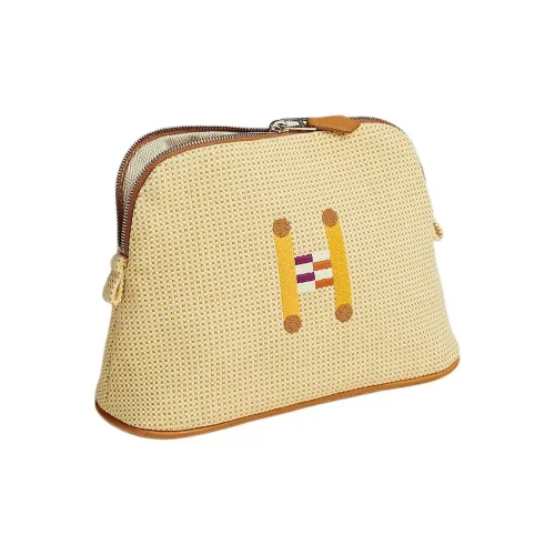 HERMES Bolide Crazy H Хлопок Путешествие Сумка для хранения Мини Женские Лимон