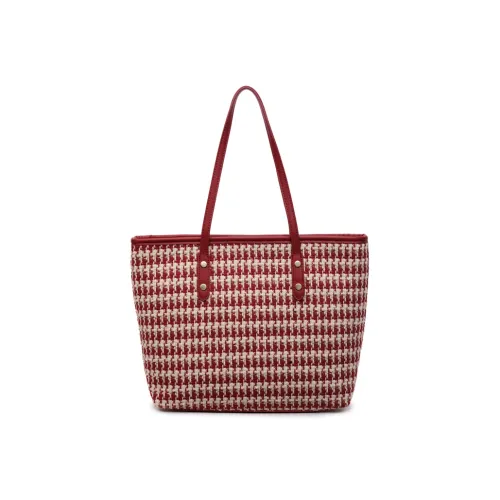 Tezimyt Canvas Bag Standard Houndstooth Burgundy Tezimyt Холст Сумка Стандарт Гусиная лапка Бордовый