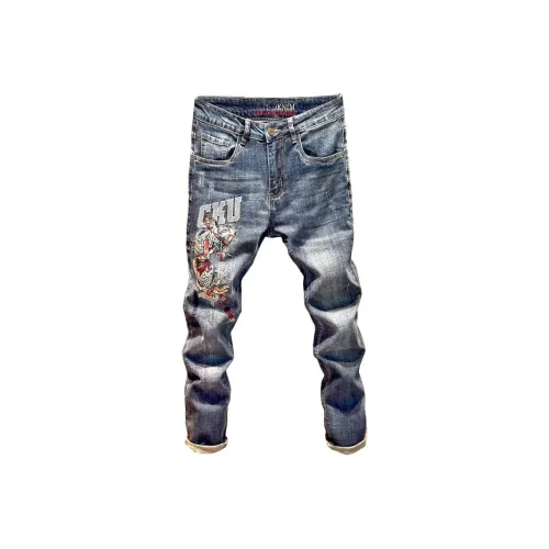 ZMHT Blue Unisex Jeans ZMHT Синий Унисекс Джинсы