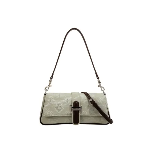 Jacoponnus Коровья кожа Сумка на плечо Маленькая Women's Camellia Тисненый Кофе Ледяной зеленый