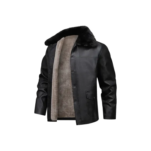 EMINU Черные Мужские Кожаные Куртки