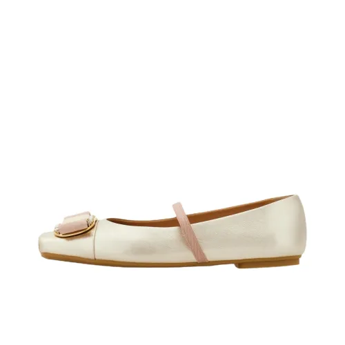 FERRAGAMO Vara Планшет Mary Jane Туфли Женские Platinum