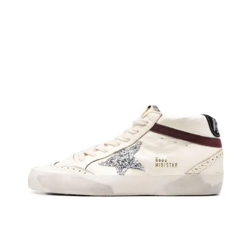 Golden Goose Mid Star MID Топ Кроссовки для скейтбординга Женские Белые Потертый