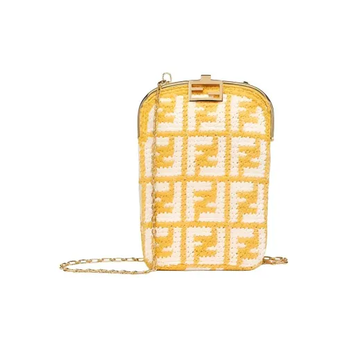 FENDI Baguette Ткань с Овчина Сумка-багет Чехол для телефона Сумка через плечо Мини Женская