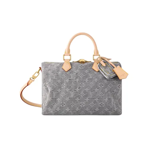 LOUIS VUITTON Speedy Хлопковая Сумка через плечо Сумка Женская Темно-серая