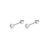 Мини серьги-гвоздики с белым цирконом [1 пара]