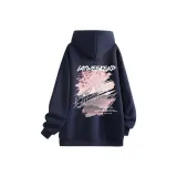 Темно-синий синий - в клетку худи (утолщенный и с флисовой подкладкой)