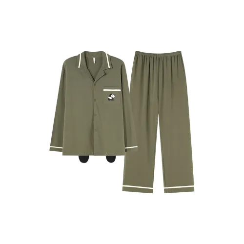 MULONGSHIJIA Темно-зеленый Панда Мужской Пижамный комплект