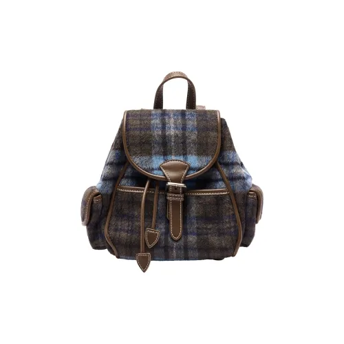 URBAN REVIVO Ткань Рюкзак Средний Женский Синий Клетка