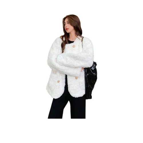 AHRTB Молоко Белый Женский Короткий Пальто