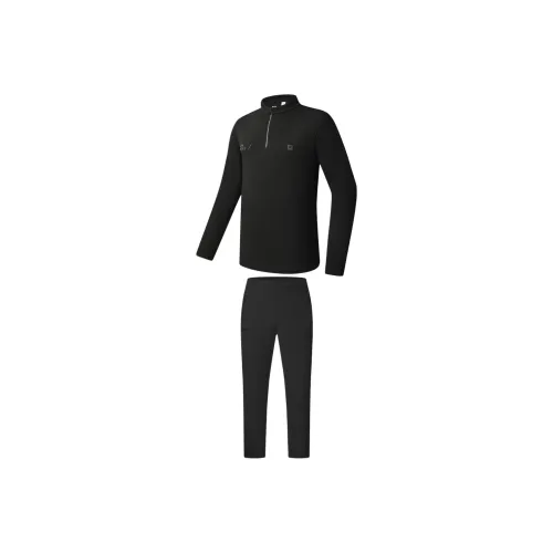 FILA Комплект одежды Темно-черный T-рубашка + Темно-черные штаны Мужской Повседневный Спортивный