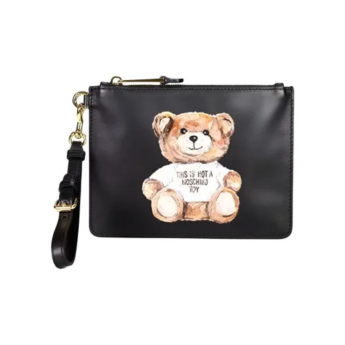 MOSCHINO Кожа Ручка Клатч Сумка Женская Черная