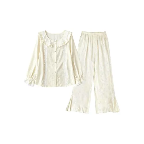 Daiyindie Осенне-зимняя пижама для женщин ледяной шелк с длинными рукавами домашняя одежда