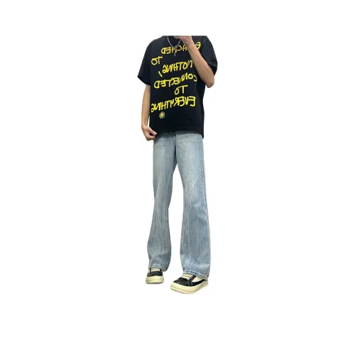 DAFK Светло-синие джинсы для мужчин с эластичным поясом