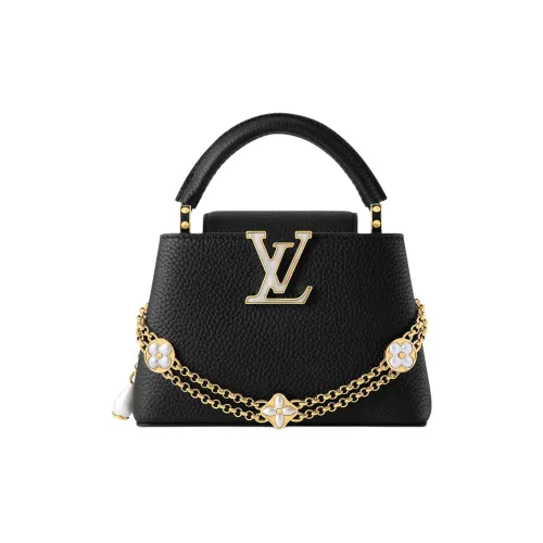 LOUIS VUITTON Capucines Коровья кожа Сумка Мини Женская Черная