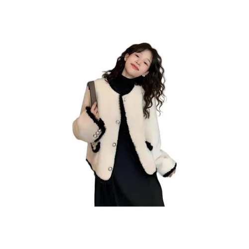 AHRTB Белый Женский Короткий Пальто