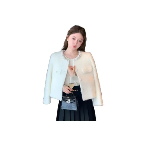 AHRTB Pearl White Women's Short Coat AHRTB Жемчужно-белый женский короткий пальто