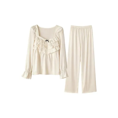 Daiyindie Осенние и зимние пижамы для женщин ледяной шелк с длинными рукавами домашние комплекты