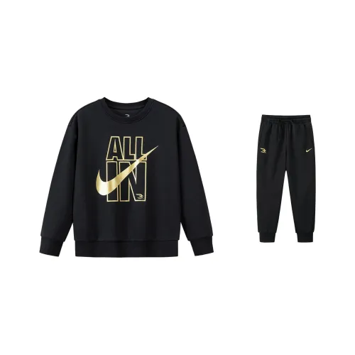 Nike Глубокий Черный Флис С Подкладкой Детская Повседневная Спортивная Одежда