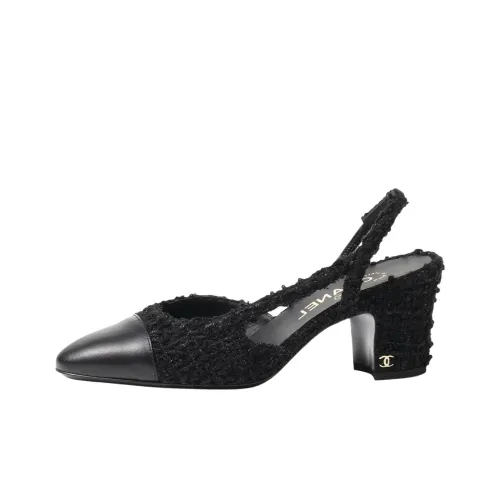 CHANEL Грубый каблук Высокие каблуки 6,5 см Женские Черный